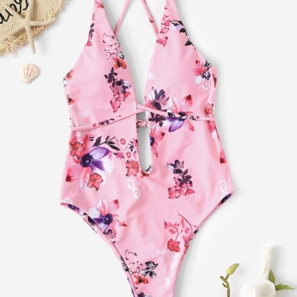 Other - NEW Pink Floral One-Piece Bathing Suit